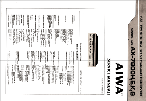 LW MW FM-Stereo Synthesized Receiver 7800 AX-7800E / AX-7800K; Aiwa Co. Ltd.; Tokyo (ID = 2700291) Radio