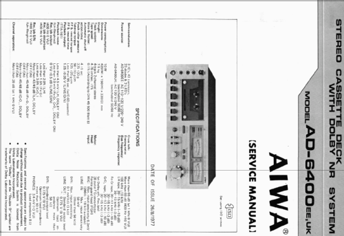 Stereo Cassette Deck AD-6400; Aiwa Co. Ltd.; Tokyo (ID = 986403) R-Player