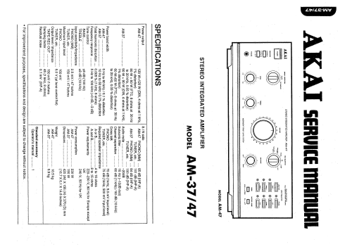 Stereo Integrated Amplifier AM-37; Akai Electric Co., (ID = 2491408) Ampl/Mixer