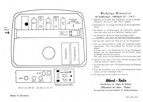 Offenbach 52 NB 5; Akkord-Radio + (ID = 3111605) Radio