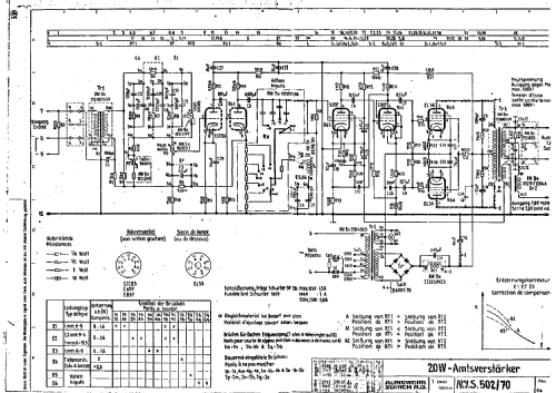 Amtsverstärker 20W 502/70; Albis, Albiswerke AG (ID = 1528912) Ampl/Mixer