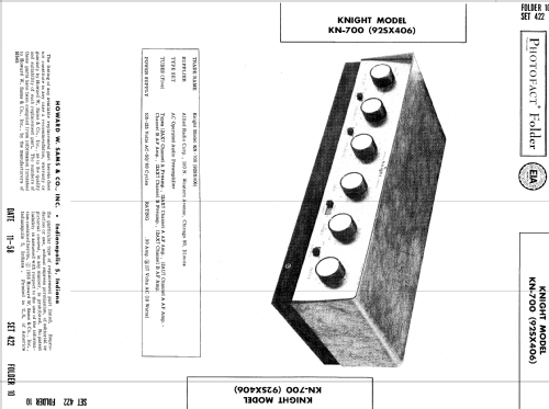 Knight stereo preamp KN-700 Ch= 92SX406; Allied Radio Corp. (ID = 750726) Ampl/Mixer