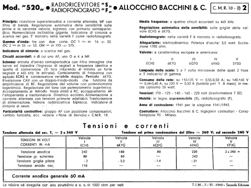 520S; Allocchio Bacchini (ID = 118742) Radio