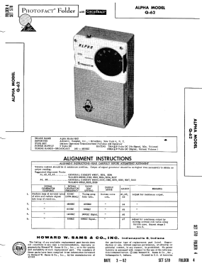 6 Transistor Q62; Alpha Nippon Alpha (ID = 2952022) Radio