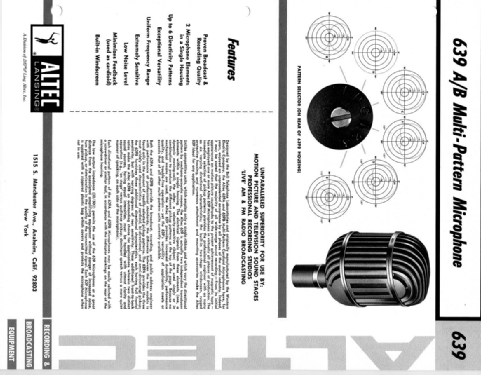 Multi-Pattern Microphone 639B; Altec Lansing Corp.; (ID = 2699924) Mikrofon/TA