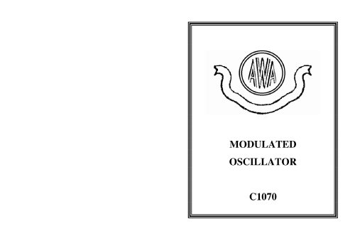 AWA Modulated Oscillator C1070; Amalgamated Wireless (ID = 3113989) Equipment