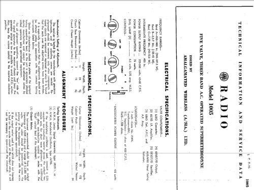 AWA 1005 Ch=C66; Amalgamated Wireless (ID = 2346936) Radio