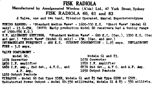 Radiola 60W; Amalgamated Wireless (ID = 718838) Radio