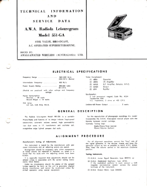 Radiolagram Leisuregram 551GA; Amalgamated Wireless (ID = 2930259) Radio