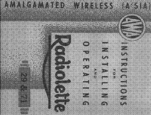 Radiolette 29; Amalgamated Wireless (ID = 1879982) Radio