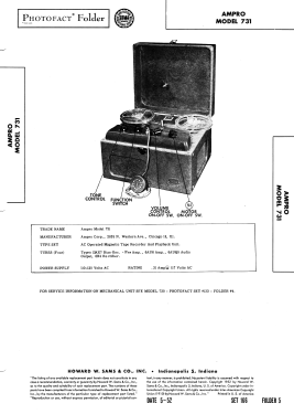 Magnetic Tape Recorder 731; Ampro Corp.; Chicago (ID = 3045989) R-Player