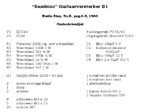 Gitaarversterker Bambino B1; Amroh NV Radio (ID = 396682) Kit