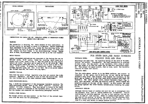 6-E-6 Ch= PE-6-S; Andrea Radio Corp.; (ID = 165686) Radio