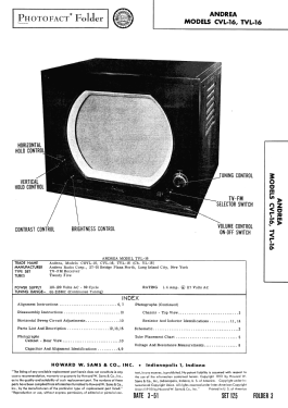 TVL-16 Ch= VL-16; Andrea Radio Corp.; (ID = 2862790) Television