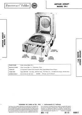 TP-1 ; Ansley, Arthur, Mfg. (ID = 3069991) R-Player