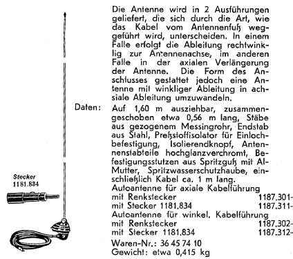 Autoantenne 1187.312; Antennenwerke Bad (ID = 1709280) Antenna