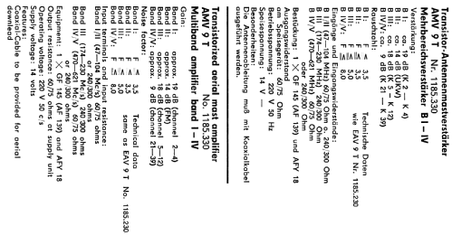 Einbau-Antennen-Verstärker EAV9T - 1185.230; Antennenwerke Bad (ID = 1645356) RF-Ampl.