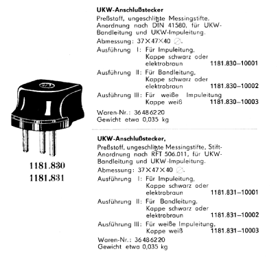 UKW-Anschlussstecker 1181.830; Antennenwerke Bad (ID = 2288657) Altri tipi