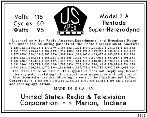 Apex 7-A; Apex Electric, Pool; (ID = 3032358) Radio