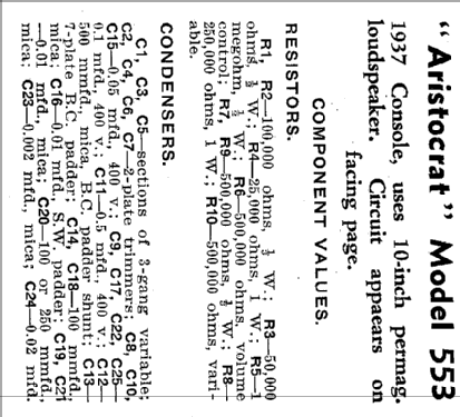 Aristocrat 553; Electrical Specialty (ID = 1931825) Radio