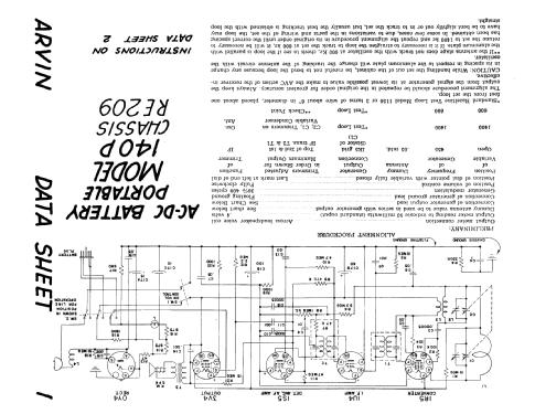 140-P Ch= RE-209; Arvin, brand of (ID = 192118) Radio