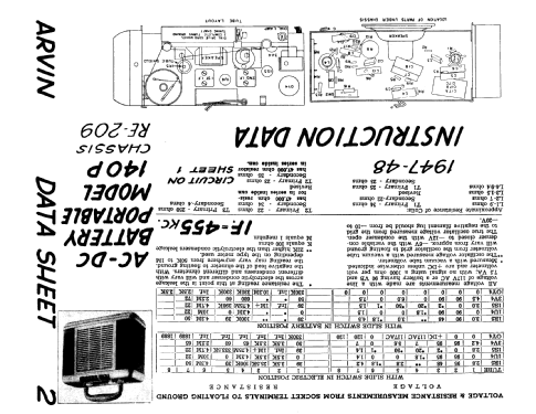 140-P Ch= RE-209; Arvin, brand of (ID = 192119) Radio