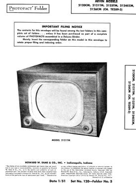 2121TM Ch= TE289-2; Arvin, brand of (ID = 2824140) Television