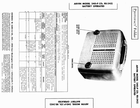 240P Ch= RE-243; Arvin, brand of (ID = 994721) Radio