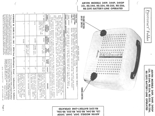 2410P Ch= RE-254; Arvin, brand of (ID = 1407060) Radio