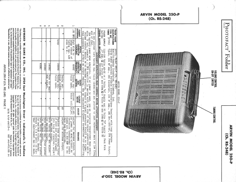 250-P Ch= RE-248; Arvin, brand of (ID = 1381137) Radio