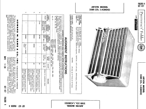 Arvin 2581 Ch= 1.43800; Arvin, brand of (ID = 552946) Radio