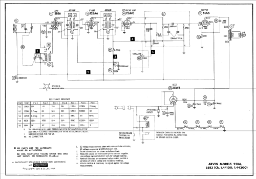 2584 Ch= 1.44100; Arvin, brand of (ID = 708610) Radio