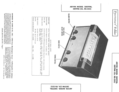 280TFM Ch= RE-253; Arvin, brand of (ID = 1389290) Radio