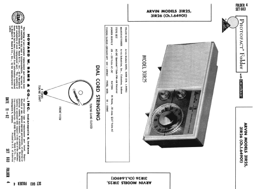 31R26 Ch= 1.64901; Arvin, brand of (ID = 935986) Radio