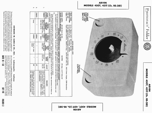 450T Ch= RE-281; Arvin, brand of (ID = 426639) Radio