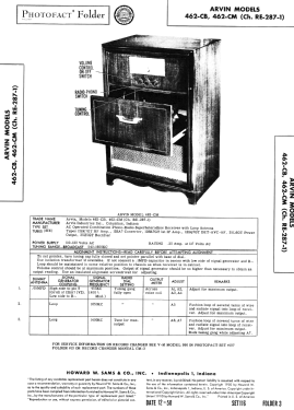 462-CM Ch= RE-287-1; Arvin, brand of (ID = 2800694) Radio