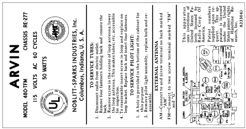 480TFM Ch= RE-277; Arvin, brand of (ID = 3030098) Radio