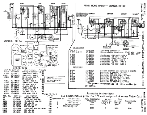 520 Ch= RE-84; Arvin, brand of (ID = 440254) Radio