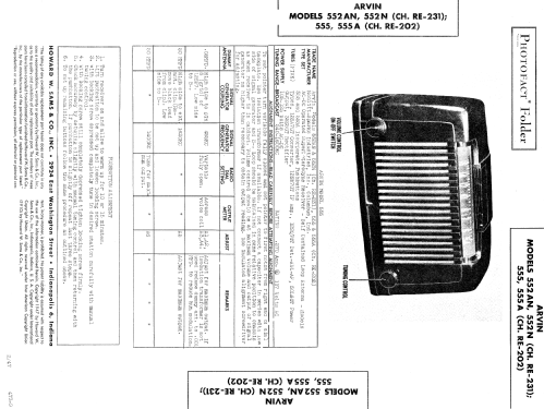 552N Ch= RE-231; Arvin, brand of (ID = 618775) Radio