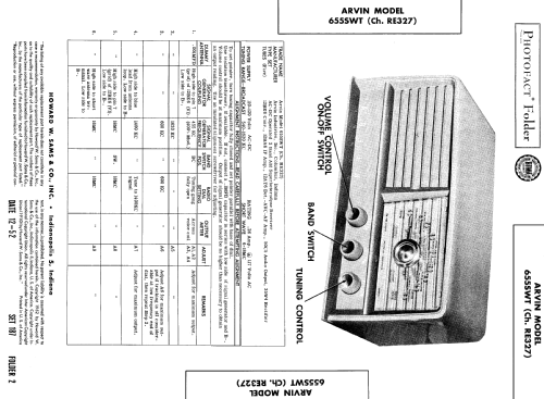 6555WT Ch= RE-327; Arvin, brand of (ID = 426830) Radio