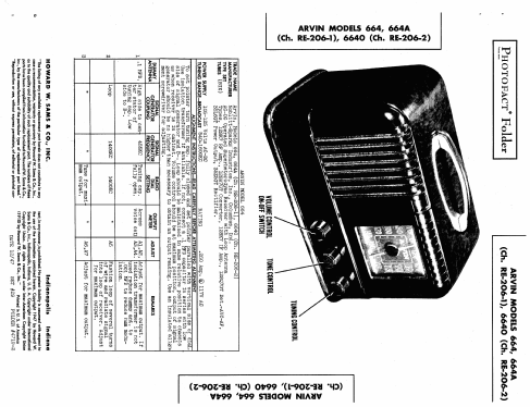 664A Ch= RE-206-1; Arvin, brand of (ID = 437990) Radio