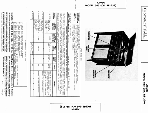 665 Ch= RE-229; Arvin, brand of (ID = 831220) Radio