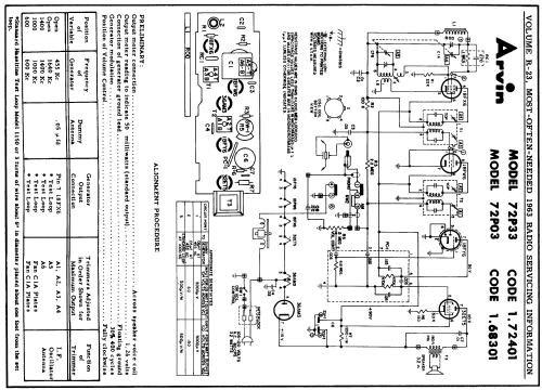 72P03 Ch= 1.68301; Arvin, brand of (ID = 168721) Radio