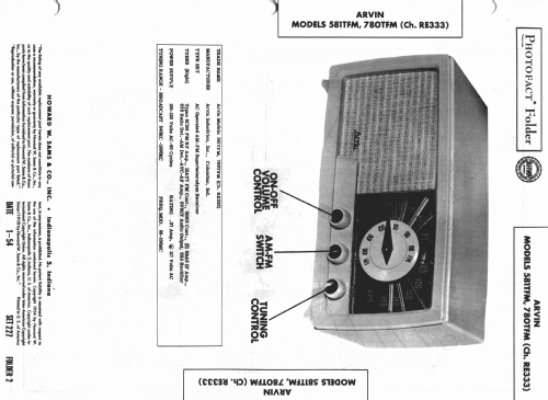 780TFM Ch= RE-333; Arvin, brand of (ID = 981911) Radio