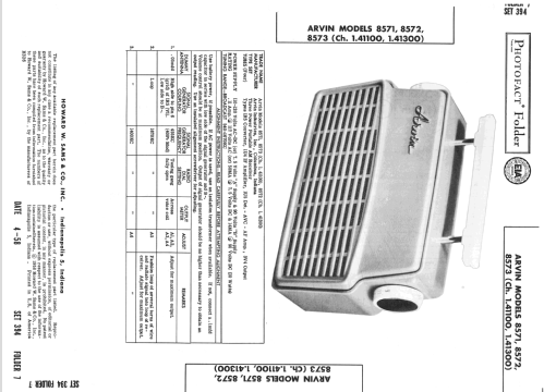 8572 Ch= 1.41300; Arvin, brand of (ID = 2575546) Radio