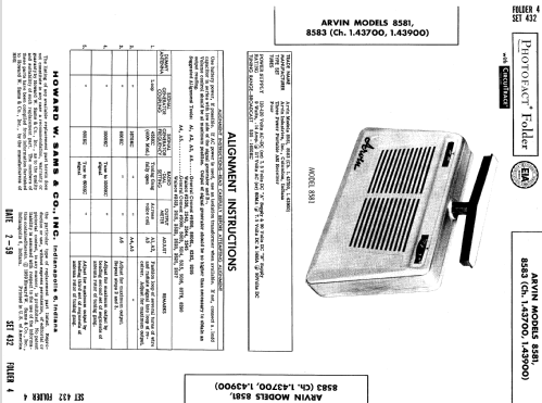 8583 Ch= 1.43900; Arvin, brand of (ID = 643823) Radio