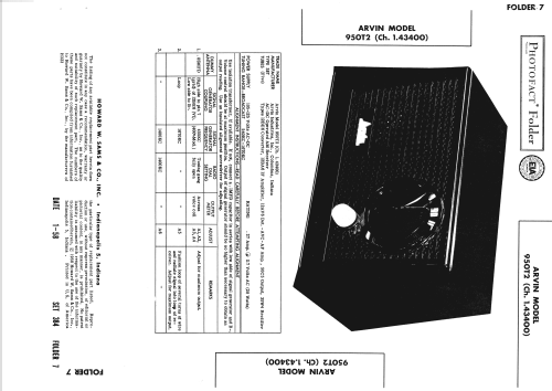 950T2 Ch= RE391 or 1.43400; Arvin, brand of (ID = 1494340) Radio