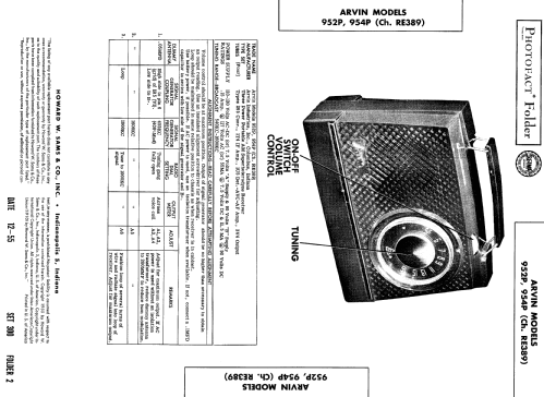 952-P Ch= RE389; Arvin, brand of (ID = 427255) Radio