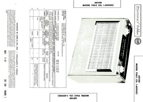 9562 Ch= 1.40900; Arvin, brand of (ID = 1750891) Radio