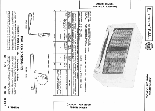 956T1 Ch= 1.42400; Arvin, brand of (ID = 2553843) Radio